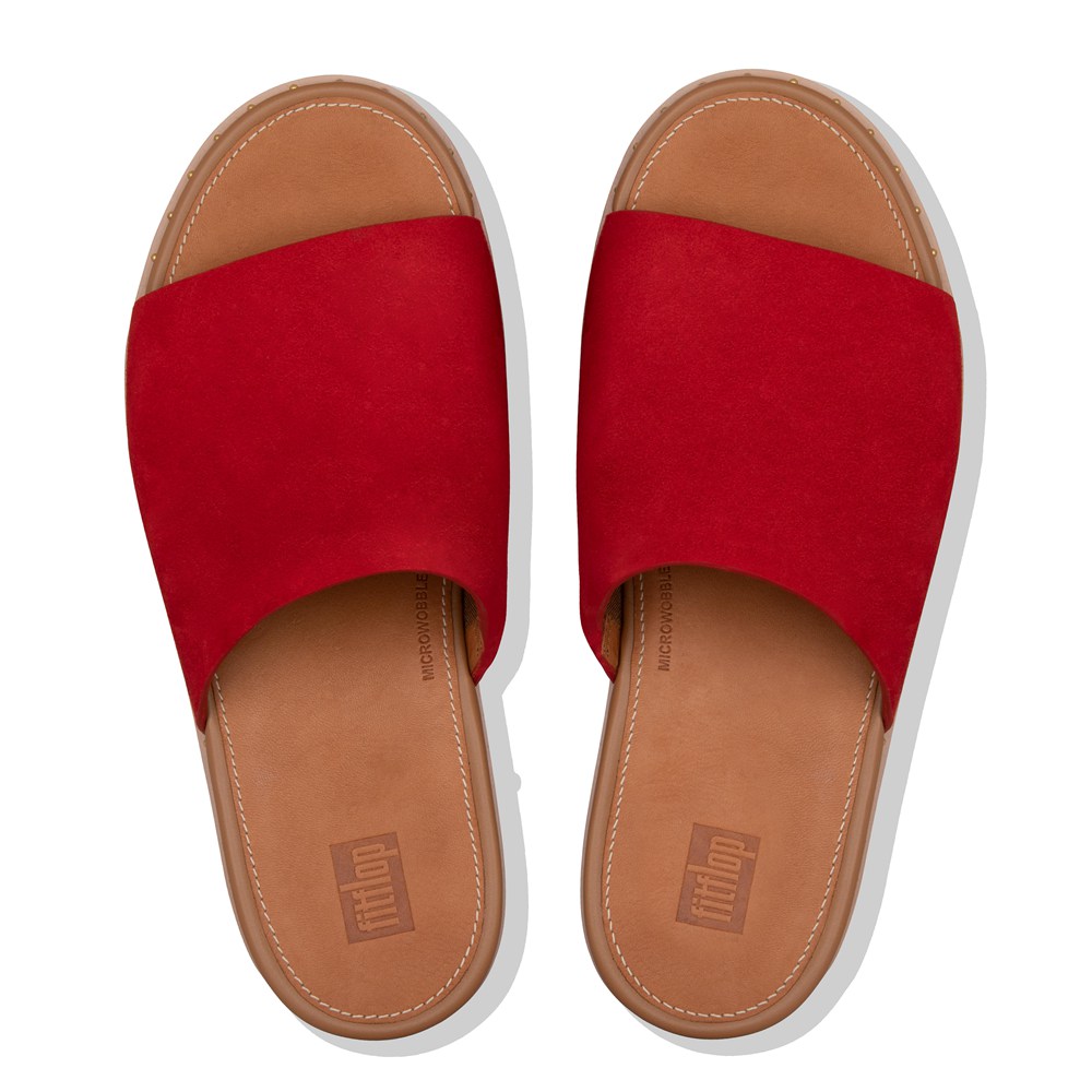 Fitflop Womens Wedge Red - Eloise Espadrille Suede Slides - 37FEDXKVQ